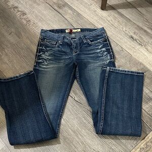 BKE Women's Boot Cut Jeans in Distressed Blue